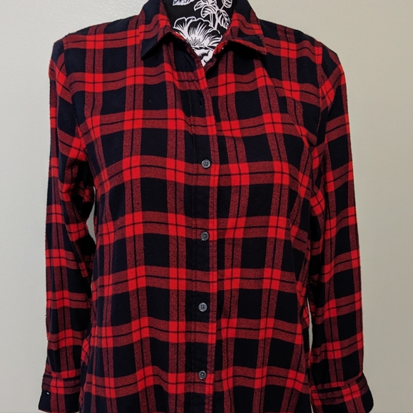 Banana Republic "Boyfriend Fit" Flannel Plaid Button Down Shirt Size MP - Picture 3 of 10